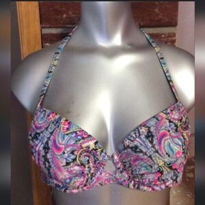 NWOT Victoria Secrets Paisley Print Cutout Swimwear Bikini Top Size 34B